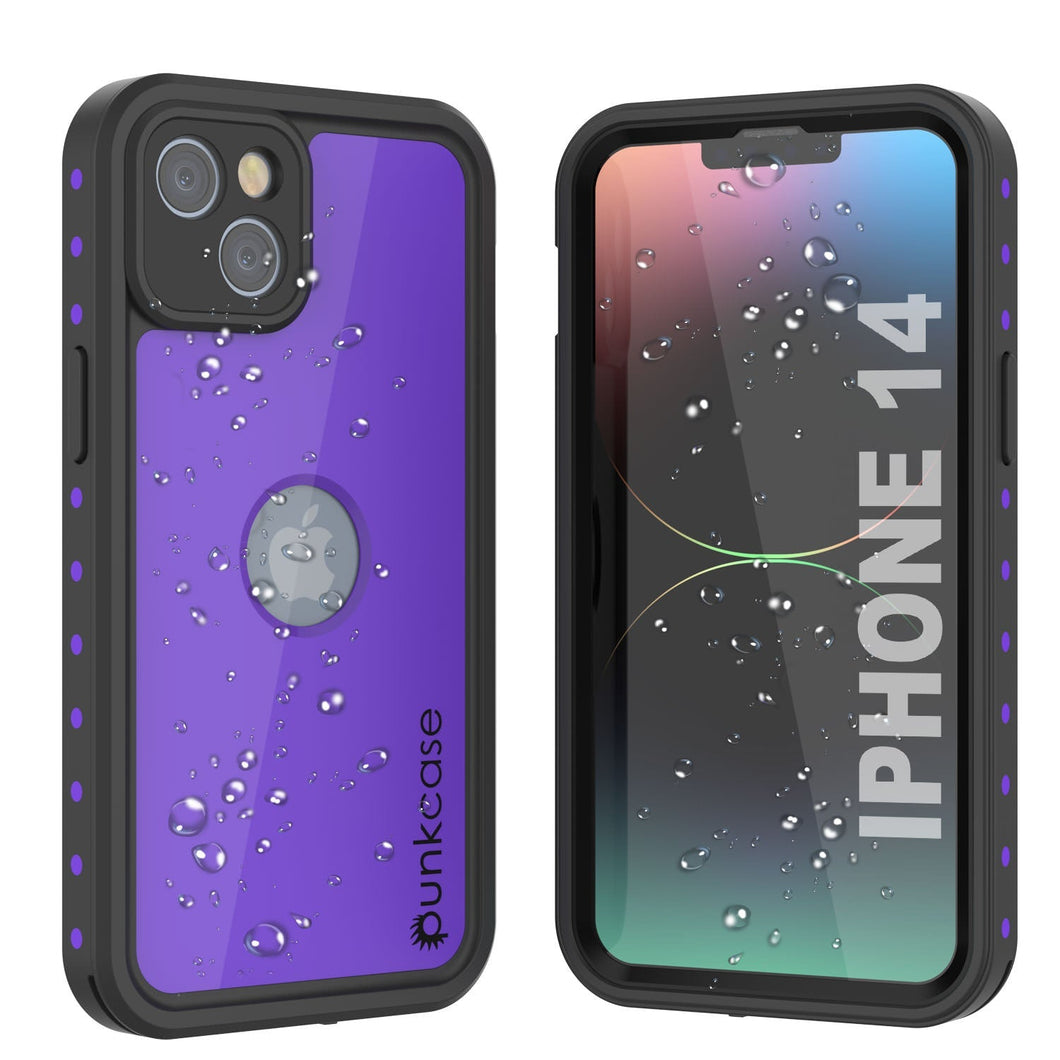 Funda al agua IP68 para iPhone 14, Punkcase [Morado] [Serie StudStar] [Ajuste fino] [A prueba de suciedad].