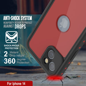 Funda iPhone 14 resistente al agua IP68, Punkcase [Rojo] [Serie StudStar] [Ajuste Delgado]