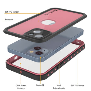 Carcasa impermeable para iPhone 14 IP68, Punkcase [Rosa] [Serie StudStar] [Ajuste Slim] [A prueba de suciedad]