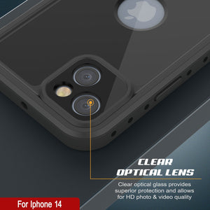 Carcasa impermeable IP68 para iPhone 14, Punkcase [Negro] [Serie StudStar] [Ajuste delgado]