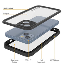 Cargar imagen en el visor de la galería, Funda impermeable IP68 para iPhone 14, Punkcase [Transparente] [Serie StudStar] [Ajuste delgado] [A prueba de suciedad]
