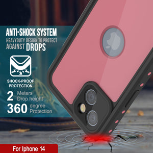 Carcasa impermeable para iPhone 14 IP68, Punkcase [Rosa] [Serie StudStar] [Ajuste Slim] [A prueba de suciedad]