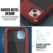 Load image into Gallery viewer, Funda de metal para iPhone 15, cubierta de armadura resistente de grado militar [a prueba de golpes] cuerpo completo rígido [rojo]
