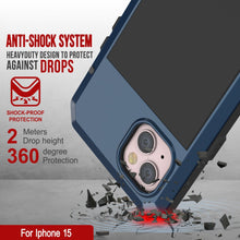 Load image into Gallery viewer, Funda de metal para iPhone 15, resistente armadura de grado militar [a prueba de golpes] de cuerpo completo [azul].
