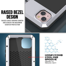 Load image into Gallery viewer, Funda metálica para iPhone 15, resistente y de grado militar, con cubierta de armadura de servicio pesado [a prueba de golpes]. Resistente de cuerpo completo [blanco].
