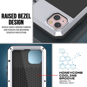 Funda metálica para iPhone 15, resistente y de grado militar, con cubierta de armadura de servicio pesado [a prueba de golpes]. Resistente de cuerpo completo [blanco].