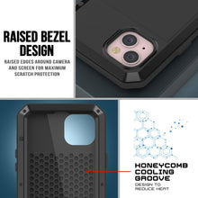 Cargar imagen en el visor de la galería, Funda metálica para iPhone 15, resistente de grado militar, de alta resistencia a impactos. Cuerpo completo resistente [negro]
