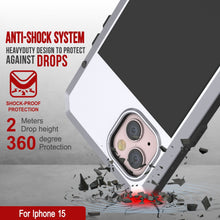 Load image into Gallery viewer, Funda metálica para iPhone 15, resistente y de grado militar, con cubierta de armadura de servicio pesado [a prueba de golpes]. Resistente de cuerpo completo [blanco].
