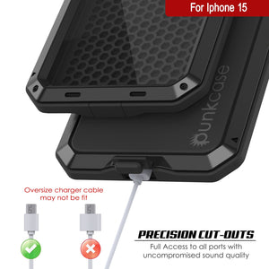 Funda metálica para iPhone 15, resistente de grado militar, de alta resistencia a impactos. Cuerpo completo resistente [negro]