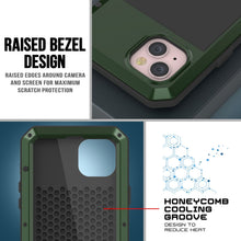 Load image into Gallery viewer, Carcasa de metal para iPhone 15, cubierta de armadura militar resistente [a prueba de impactos], cuerpo completo duro [verde oscuro]
