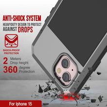 Cargar imagen en el visor de la galería, Carcasa de Metal para iPhone 15, Funda de Armadura de Grado Militar Resistente [a prueba de golpes] Cuerpo Completo Resistente [Plata]
