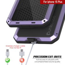 Cargar imagen en el visor de la galería, Carcasa de Metal para iPhone 15 Plus, Funda de Armadura de Grado Militar Resistente [a prueba de golpes], Dura de Cuerpo Completo [Morado]
