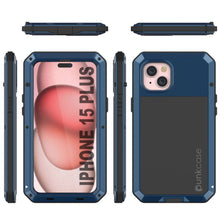Cargar imagen en el visor de la galería, Carcasa de metal para iPhone 15 Plus, funda resistente de grado militar [a prueba de golpes] cuerpo completo resistente [azul].
