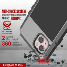 Cargar imagen en el visor de la galería, iPhone 15 Plus Metal Case, Cubierta de Armadura de Grado Militar Resistente [a prueba de golpes] de Cuerpo Completo Duro [Plata]
