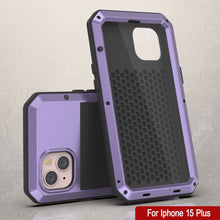 Cargar imagen en el visor de la galería, Carcasa de Metal para iPhone 15 Plus, Funda de Armadura de Grado Militar Resistente [a prueba de golpes], Dura de Cuerpo Completo [Morado]
