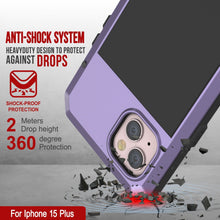 Cargar imagen en el visor de la galería, Carcasa de Metal para iPhone 15 Plus, Funda de Armadura de Grado Militar Resistente [a prueba de golpes], Dura de Cuerpo Completo [Morado]
