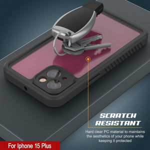 Funda impermeable Punkcase [Extreme Series] para iPhone 15 Plus, con protector de pantalla incorporado [Verde claro].