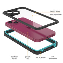 Cargar imagen en el visor de la galería, Funda resistente al agua para iPhone 15 Plus, Punkcase [Serie Extrema] Cubierta protectora con armadura y protector de pantalla incorporado [Turquesa]
