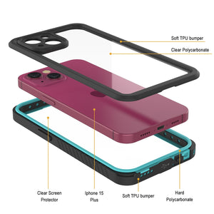 Funda resistente al agua para iPhone 15 Plus, Punkcase [Serie Extrema] Cubierta protectora con armadura y protector de pantalla incorporado [Turquesa]