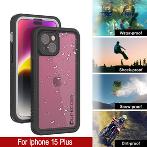Funda impermeable para iPhone 15 Plus, Punkcase [Extreme Series] Cubierta blindada con protector de pantalla incorporado [Blanco]
