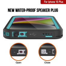 Cargar imagen en el visor de la galería, Funda resistente al agua para iPhone 15 Plus, Punkcase [Serie Extrema] Cubierta protectora con armadura y protector de pantalla incorporado [Turquesa]
