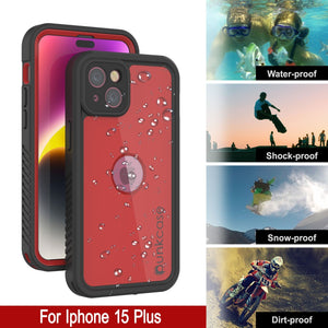 Funda impermeable IP68 para iPhone 16 Plus, Punkcase [Roja] [Serie StudStar] [Ajuste ajustado]