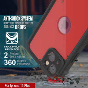 Funda impermeable IP68 para iPhone 16 Plus, Punkcase [Roja] [Serie StudStar] [Ajuste ajustado]
