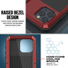 Cargar imagen en el visor de la galería, Funda de metal para iPhone 15 Pro Max, resistente de grado militar [a prueba de golpes]. Cubierta rígida de cuerpo completo [roja].
