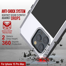Cargar imagen en el visor de la galería, Carcasa metálica para iPhone 15 Pro Max, cubierta resistente de grado militar [a prueba de golpes] cuerpo completo resistente [blanco].
