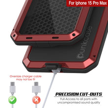 Cargar imagen en el visor de la galería, Funda de metal para iPhone 15 Pro Max, resistente de grado militar [a prueba de golpes]. Cubierta rígida de cuerpo completo [roja].
