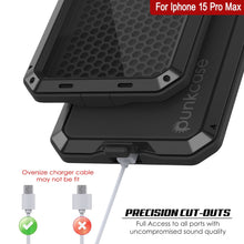 Cargar imagen en el visor de la galería, Funda de Metal para iPhone 15 Pro Max, Resistente de Grado Militar [a prueba de golpes] Cubierta de Armadura de Cuerpo Completo [Negra]
