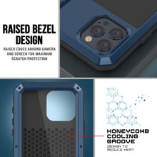 Cargar imagen en el visor de la galería, Funda metálica para iPhone 15 Pro Max, resistente y de grado militar, cubierta de armadura [a prueba de golpes], cuerpo completo, dura [azul].
