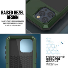Cargar imagen en el visor de la galería, Funda de metal para iPhone 15 Pro Max, resistente y de grado militar, cubierta de armadura [a prueba de golpes], dura de cuerpo completo [verde oscuro].

