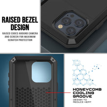 Cargar imagen en el visor de la galería, Funda de Metal para iPhone 15 Pro Max, Resistente de Grado Militar [a prueba de golpes] Cubierta de Armadura de Cuerpo Completo [Negra]
