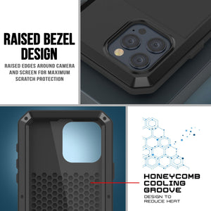Funda de Metal para iPhone 15 Pro Max, Resistente de Grado Militar [a prueba de golpes] Cubierta de Armadura de Cuerpo Completo [Negra]