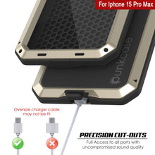 Cargar imagen en el visor de la galería, Funda de metal para iPhone 15 Pro Max, cubierta resistente de grado militar [a prueba de golpes] cuerpo completo dura [dorado].
