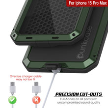 Cargar imagen en el visor de la galería, Funda de metal para iPhone 15 Pro Max, resistente y de grado militar, cubierta de armadura [a prueba de golpes], dura de cuerpo completo [verde oscuro].

