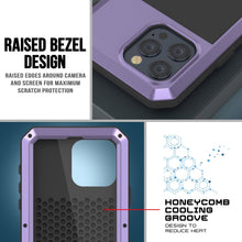Cargar imagen en el visor de la galería, Funda de metal para iPhone 15 Pro Max, protectora resistente de grado militar [a prueba de golpes], cuerpo completo y resistente [morado].
