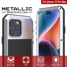 Cargar imagen en el visor de la galería, Carcasa metálica para iPhone 15 Pro Max, cubierta resistente de grado militar [a prueba de golpes] cuerpo completo resistente [blanco].
