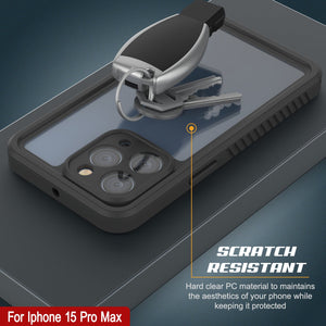 Funda a prueba de agua iPhone 15 Pro Max, Punkcase [Extreme Series] Cubierta con Armadura y Protector de Pantalla Incorporado [Azul Marino]