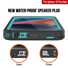 Cargar imagen en el visor de la galería, Carcasa resistente al agua para iPhone 15 Pro Max, Punkcase [Serie Extrema] Cubierta de Armadura con Protector de Pantalla Incorporado [Turquesa]

