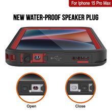 Cargar imagen en el visor de la galería, Funda impermeable para iPhone 15 Pro Max, Punkcase [Serie Extrema] Cubierta protectora de armadura con protector de pantalla integrado [Rojo]
