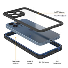 Cargar imagen en el visor de la galería, Funda a prueba de agua iPhone 15 Pro Max, Punkcase [Extreme Series] Cubierta con Armadura y Protector de Pantalla Incorporado [Azul Marino]
