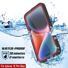 Cargar imagen en el visor de la galería, Funda impermeable para iPhone 15 Pro Max, Punkcase [Serie Extrema] Cubierta protectora de armadura con protector de pantalla integrado [Rojo]
