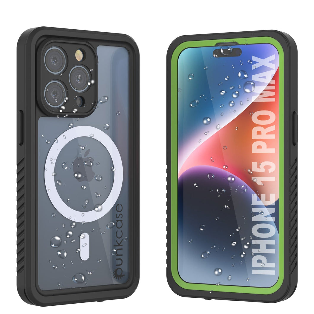 Productos Funda impermeable para iPhone 15 Pro Max, Punkcase [Extreme Series] cubierta armadura con protector de pantalla incorporado [verde claro]