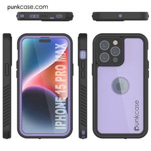 Funda impermeable IP68 para iPhone 16 Pro Max, Punkcase [Lila] [Serie StudStar] [Ajuste fino] [A prueba de suciedad]