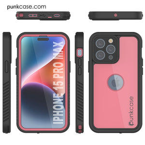 Funda impermeable IP68 para iPhone 16 Pro Max, Punkcase [rosa] [Serie StudStar] [Ajuste fino] [A prueba de suciedad]