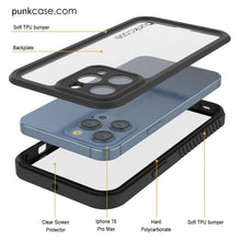 Cargar imagen en el visor de la galería, Funda impermeable IP68 para iPhone 16 Pro Max, Punkcase [Transparente] [Serie StudStar] [Ajuste fino] [A prueba de suciedad]

