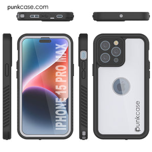 Funda Impermeable IP68 para iPhone 15 Pro Max, Punkcase [Blanca] [Serie StudStar] [Ajuste Delgado] [A Prueba de Suciedad]