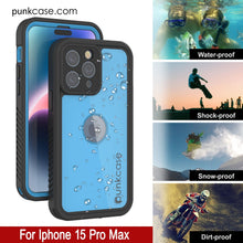 Cargar imagen en el visor de la galería, Funda impermeable IP68 para iPhone 16 Pro Max, Punkcase [Azul claro] [Serie StudStar] [Ajuste fino] [A prueba de suciedad]
